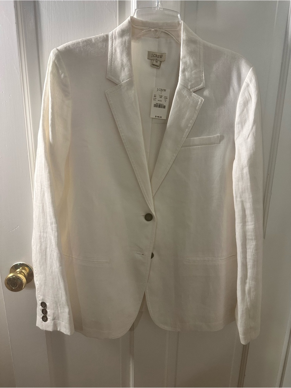 J.Crew Women's White Linen Blazer - Classic Single-Breasted